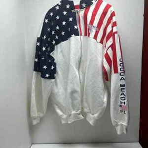 Cocoa Beach unisex red, white and blue flag hoodie size xl - Picture 1 of 6