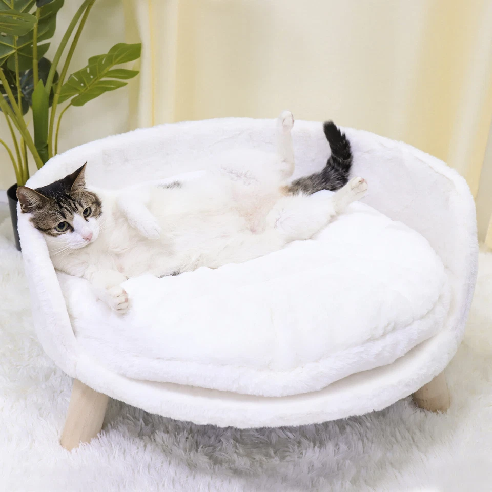 Pet Sofa Bed Raised Cat Chair Small Dog Couch Bed Removable Cushion Sleep House - Image 1 of 4