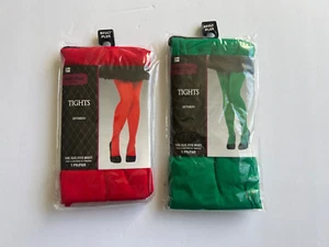 Women's Holiday Tights - 1 Green pair & 1 Red Pair, Adult Plus - Picture 1 of 2