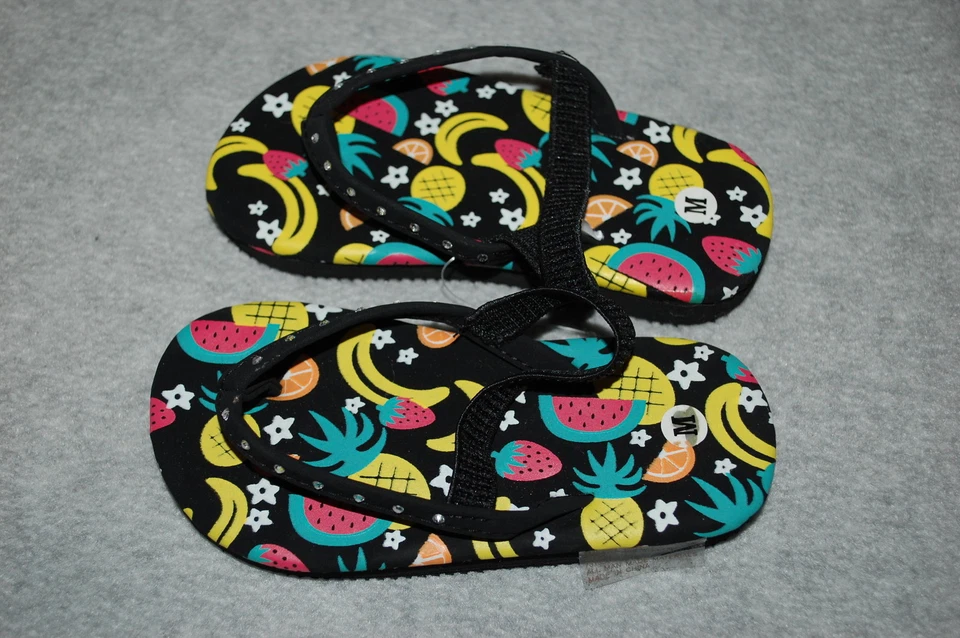 Bebé Niño Niñas Zapatos Chanclas Negras con CORREA PARA TOBILLO Fruta Piña M 7-8 Foto 1 de 1