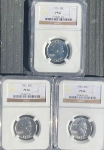 (3) NGC Proof Washington Quarters 1952, 1954 & 1960 PR66 PR66 & PR67 All Superb! - Picture 1 of 5