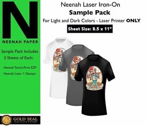 * Paquete de muestra * Neenah Laser Iron en papel de transferencia de calor para luz y oscuridad 8.5x11 - Imagen 1 de 3