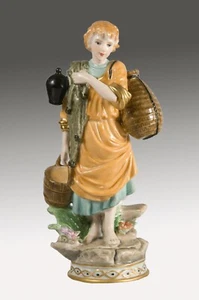 Porcelain figurine, fisherwoman. After models from european porcelain - Picture 1 of 4