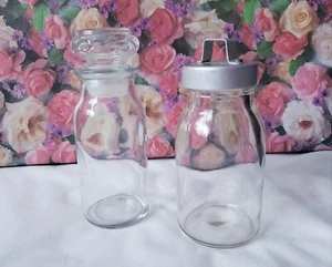 2 leere Glasflasche mit Deckel 5-6"h - Bild 1 von 3