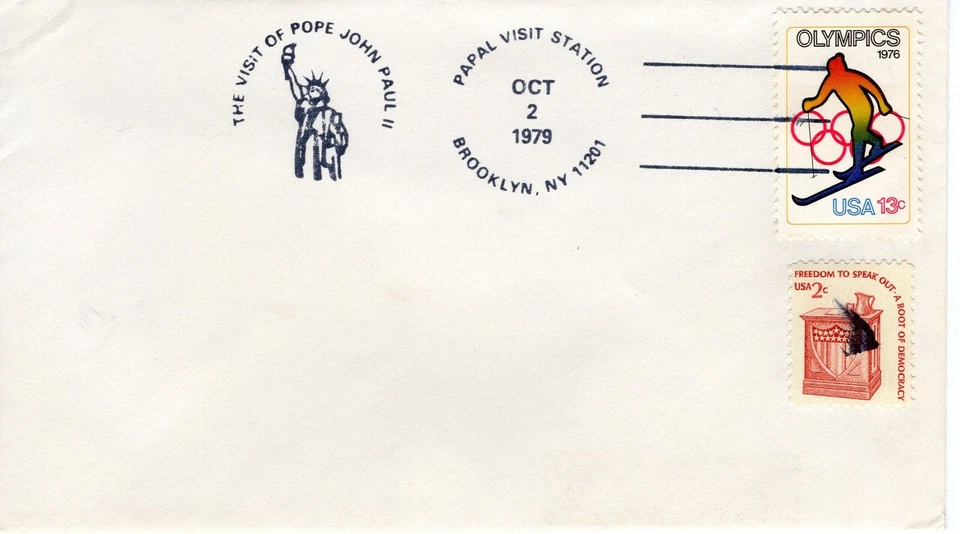 POPE JOHN PAUL PAPAL VISIT,   BROOKLYN, NY  1979 FDC9540 - Image 1 of 1