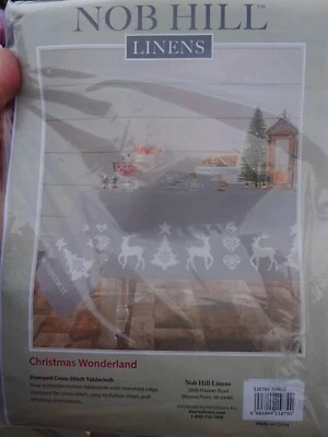 Nob Hill Stamped Cross Stitch CHRISTMAS WONDERLAND 60 Round Tablecloth Reindeer - Image 1 of 4