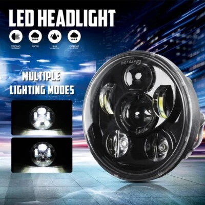Black 5-3/4" 5.75 LED Headlight High Low for Harley Sportster XL 883 1200 Dyna Foto 1 de 4
