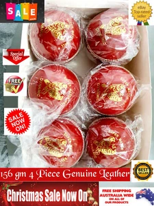 Best 4-Piece 156 gm Premium Quality LEATHER RED Bat FRIENDLY Cricket (6 x Balls) - Picture 1 of 12