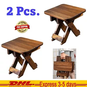2x Stuhl kleiner Angelstuhl Möbel Outdoor Teakholz Holz einfach tragbar - Bild 1 von 12
