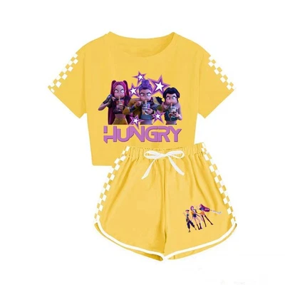 2Шт детей демонов охотников повседневный костюм комплект с футболка + шорты, пижама комплект - Изображение 1 из 4