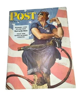 Saturday Evening Post May 29 1943 Norman Rockwell WWII Rosie the Riveter - Image 1 of 4