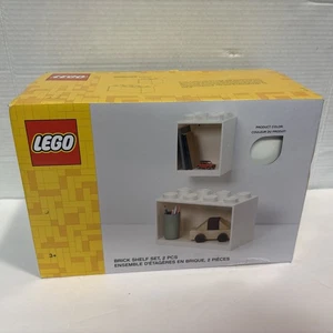 Lego Brick Shelf Set White, 2 Pieces, 4 & 8 Stud Floating Box Shelves New in Box - Picture 1 of 8