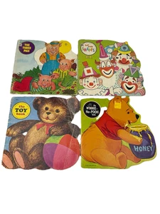 VTG Golden Shape Books Set of 4 Clown,s Bears, 3 Little Pigs, Winnie the Pooh - Picture 1 of 12