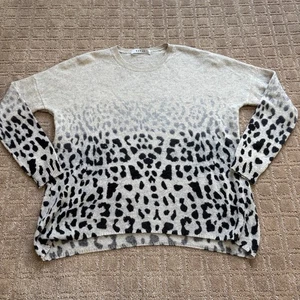 Maglione donna Kokun cashmere stampa animalier M panna nero manica lunga morbido leggero - Foto 1 di 7