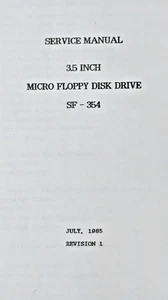 SF354 Microfloppy Disk Drive  Service  Manual; Atari ST Manual ONLY - Picture 1 of 4