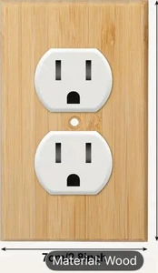 Cubierta de enchufe de panel de interruptor de luz de madera maciza 4,5 x 2,76 pulgadas borde de madera de bambú - Imagen 1 de 6