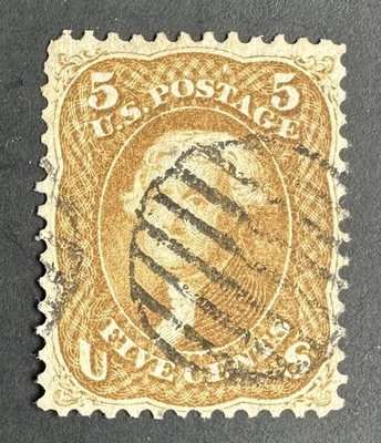 U.S. #67 1861 5c Buff Jefferson Used Clean No Faults PF Certificate CV $750 - Image 1 of 4