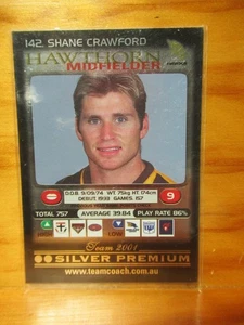 Teamcoach 2001 Shane Crawford silver Premium #142Sealed Mint Richmond - Picture 1 of 3