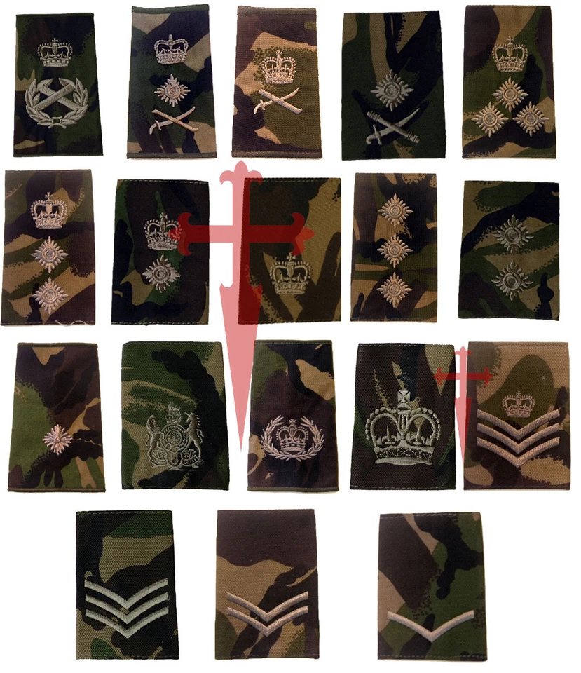 Pair of Official Woodland DPM British Military Rank Slides  ( All Ranks NSN - Image 1 of 1
