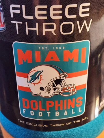 MIAMI DOLPHINS FLEECE THROW BLANKET 50" X 60" BRAND NEW! Cover