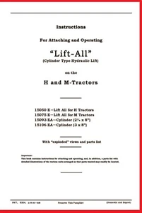 Hydraulic Belly Pump Lift-ALL Farmall H HV M MD MV Attaching Instructions Manual - Picture 1 of 18