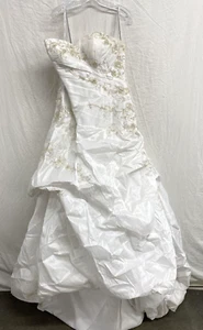 Strapless Moonlight White Taffeta Adjustable Corset Wedding Dress Size 16 - Picture 1 of 8