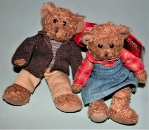 Russ Berrie plush dressed "Bears From the Past" 2pc set #100352 NEW 6in long - Picture 1 of 5