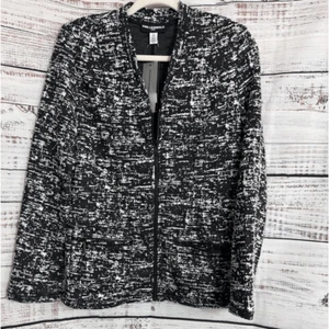 Karl Lagerfeld Paris Jacket Womens Size Medium Full Zip Tweed light Preppy New - Picture 1 of 14