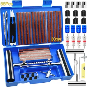 Kit Riparazione Pneumatici Auto Moto, 60 Pc Kit Foratura Moto Tubeless, Kit Ripa - Foto 1 di 12