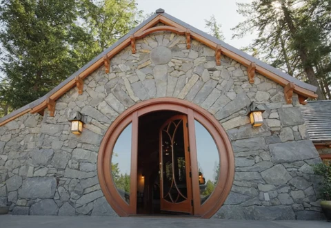 Alder round arched door all glass Low E dual Glazed tempered Hobbit storybook Cover