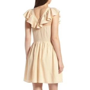 Abito Treasure & Bond a righe S giallo incrociato schiena con volant Cottagecore - Foto 1 di 12