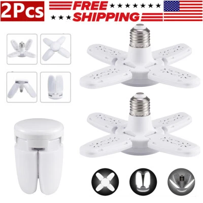 2 Pcs E27 LED Garage Light Bulb 60w Deformable Mini 4+1 Folding Light Bulb - Image 1 of 4
