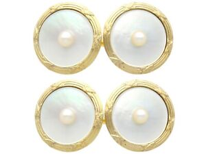 Antique Pearl, Mother of Pearl and 14 ct Yellow Gold Cufflinks by Tiffany & Co
