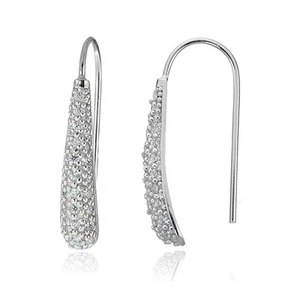 Sterling Silver Cubic Zirconia Teardrop Drop Hook Earrings - Picture 1 of 4
