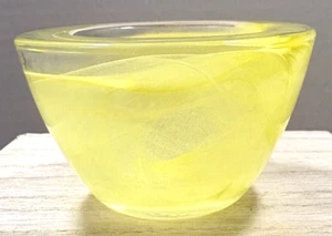 Partylite Indulgences Yellow Swirl Candle Holder Votive Art Glass 3.5” - Picture 1 of 6