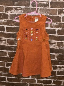 NUEVO SIN ETIQUETAS VESTIDO JERSEY GYMBOREE MIX N MATCH CORAZÓN 3T PANA NARANJA OTOÑO SAN VALENTÍN - Imagen 1 de 2