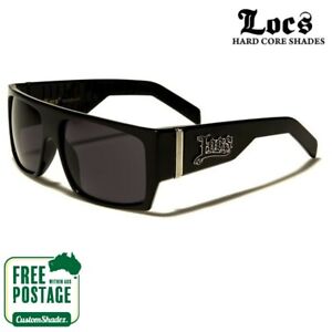 Locs Sunglasses - Men's Large Flat Top Frame - Black - Free Post In Aus UV 400