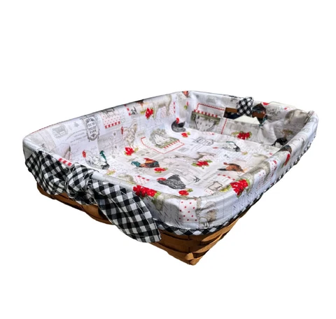 Hostess Serving Tray LINER for your Longaberger Basket - Barnyard blk/wht Trim Cover