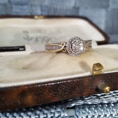 Anillo de plata de ley 925, anillo de diamantes naturales, 0,200 quilates, tamaño N.5 EE. UU. 7, JWBR 925 Foto 1 de 4