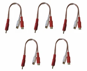 6 inch RCA 1 Male to 2 Female Gold Plate Audio Adapter Y Splitter Cable 5 pack - Picture 1 of 1