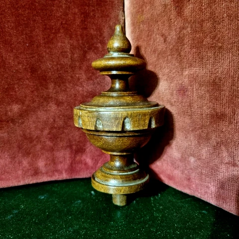Victorian wood turned newel post finial Antique french architectural salvage 3.9 Cover