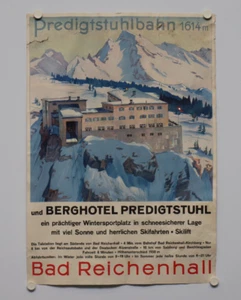 altes original Plakat Berghotel Predigtstuhl Bad Reichenhall um 1930 - Bild 1 von 8