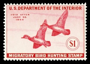 Scott RW10 1943 $1.00 Duck Stamp Mint F-VF OG NH Cat $120 - Picture 1 of 2