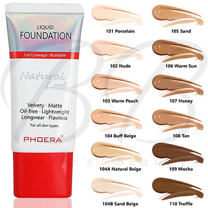 PHOERA Matte Liquid Skin Foundation Full Coverage Long Lasting Light Face Makeup