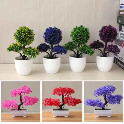 Artificial Potted Flowers Fake Tree Plants In Pot Bonsai Garden Home Decor NEW - Image 1 of 4