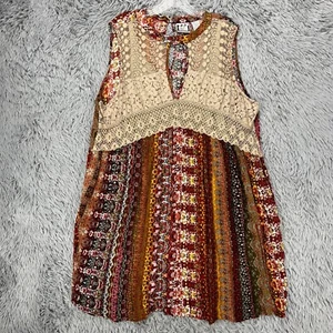 Take Two Clothing Co. Shift Mini Dress Women's Plus 1X Lace Crochet Hippe Boho - Picture 1 of 9