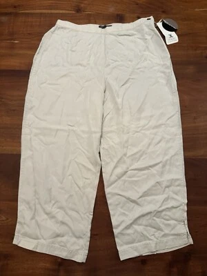 Pantalones de mujer Valerie Steven’s beige 100 % Tencel recortados pierna ancha talla L - NUEVO  Foto 1 de 4