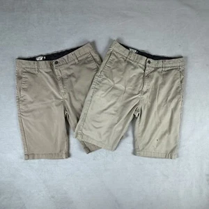 Lot of 2 Volcom Shorts Mens 32 Corpo Class Khaki Chino 10" Inseam *READ* - Picture 1 of 19