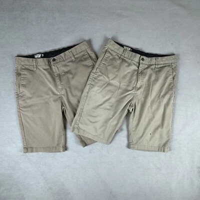 Lote de 2 Pantalones Cortos Volcom Para Hombre 32 Corpo Class Caqui Chino 10" Entrepierna *LEER* Foto 1 de 4