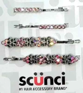 Scunci Real Style Faux Pink Jewel & Silver Bobby Pins 4 Pc 21534 - Picture 1 of 1